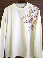和柄枝垂れ桜刺繍 和柄長袖Tシャツ